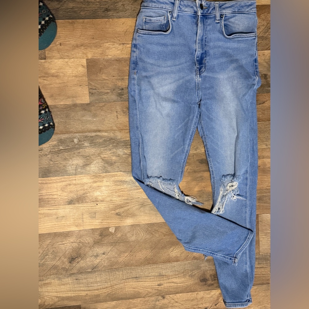 Forever 21 Light Blue Distressed High Rise Skinny Jeans Size 27 30 inseam EUC - Picture 7 of 7